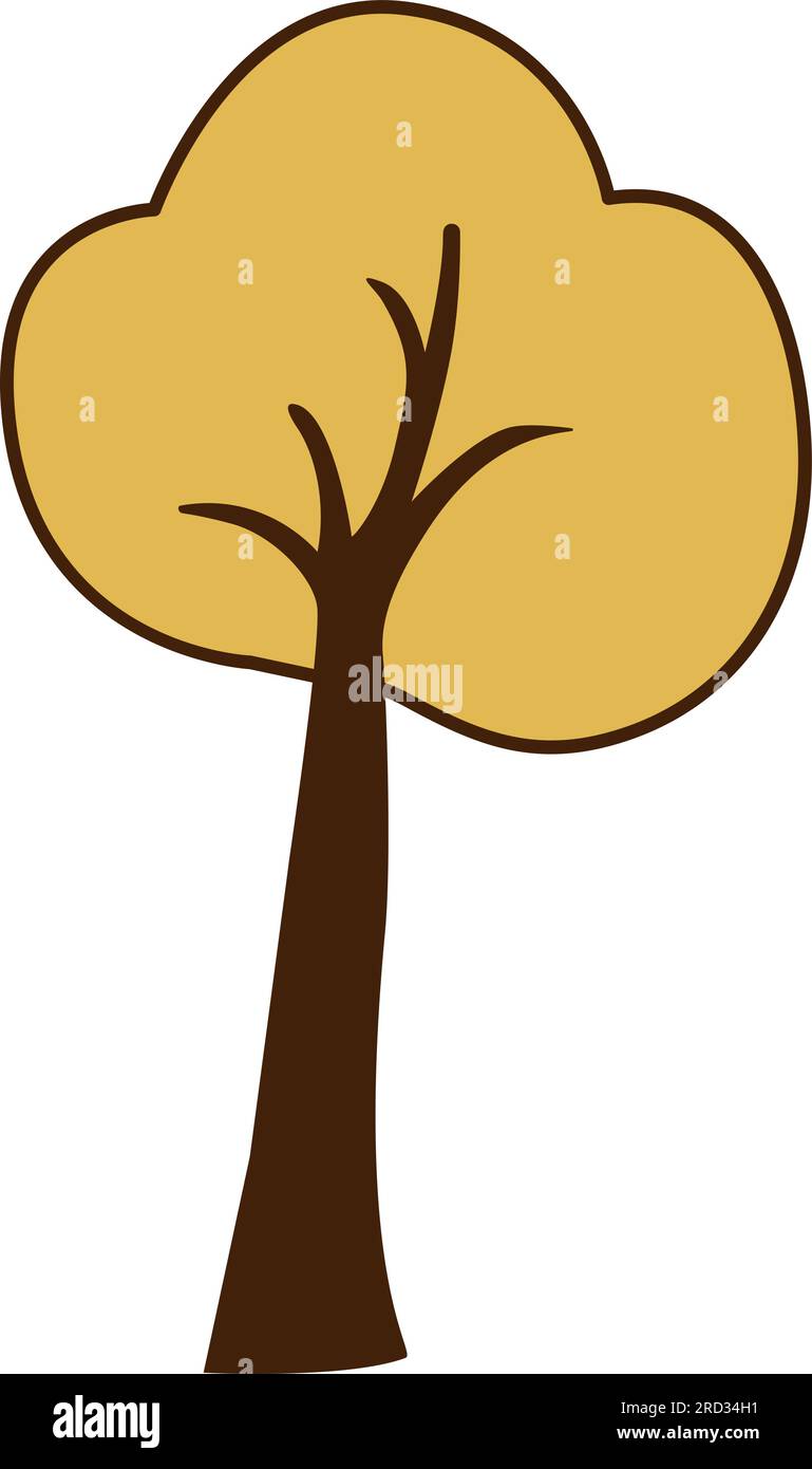 Vector detached tree linden with yellow leaves icon. Vector small tree icon. Stock Vector