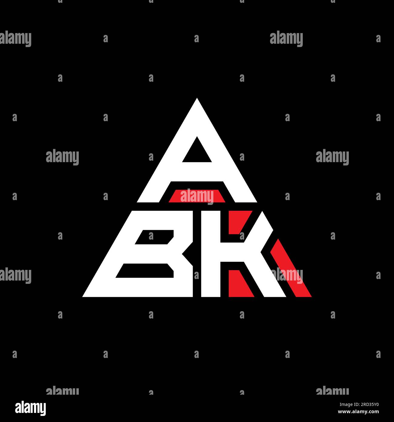 ABK triangle letter logo design with triangle shape. ABK triangle logo design monogram. ABK triangle vector logo template with red color. ABK triangul Stock Vector