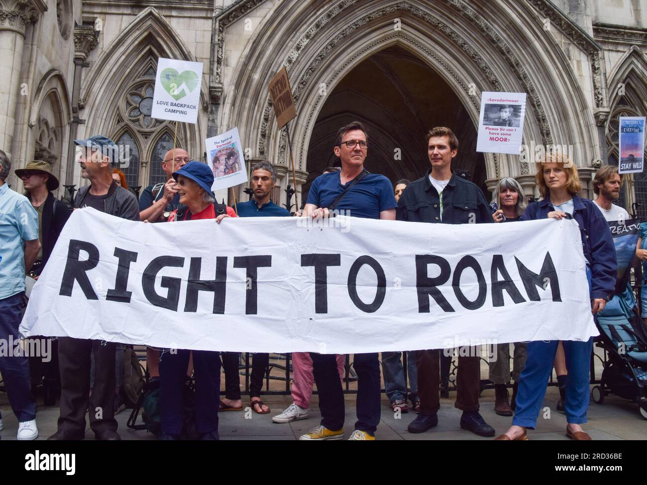 London, UK. 18th July 2023. Protesters Gather Outside The Royal Courts ...