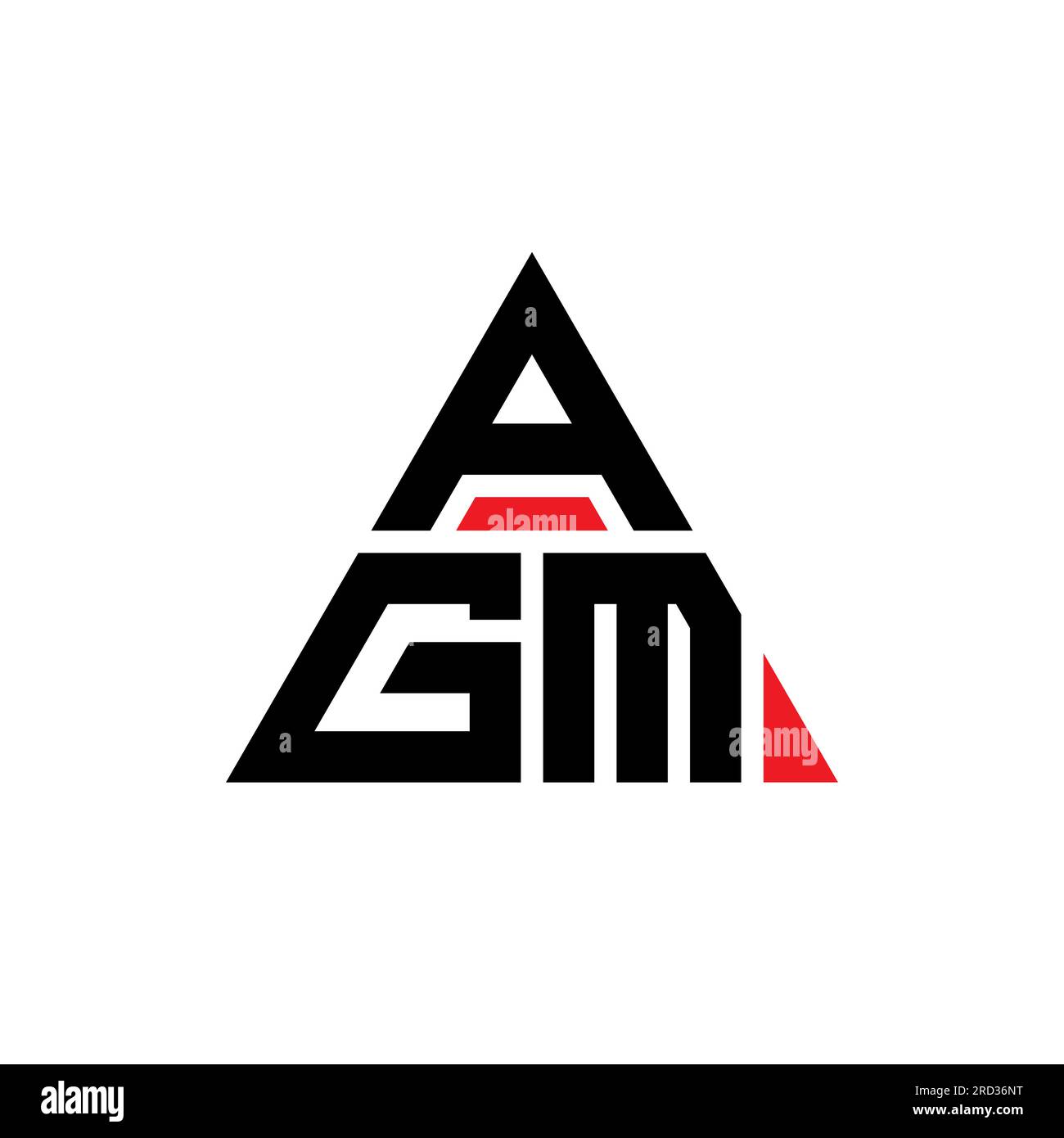AGM triangle letter logo design with triangle shape. AGM triangle logo design monogram. AGM triangle vector logo template with red color. AGM triangul Stock Vector