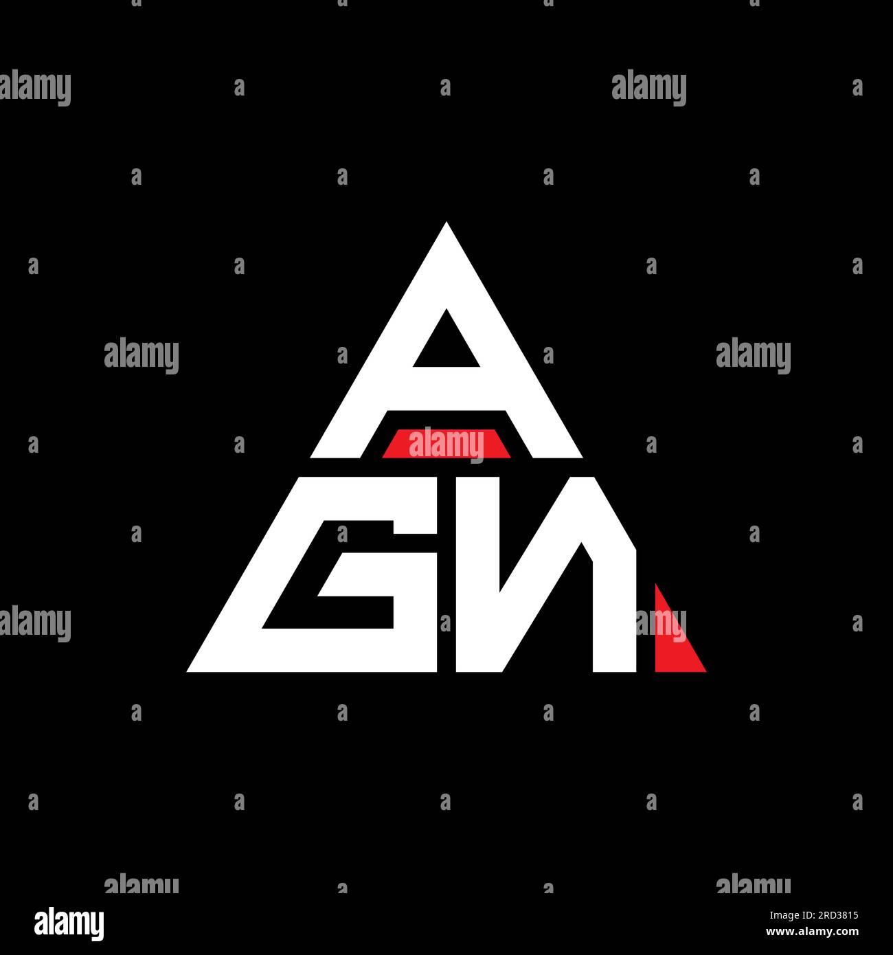 AGN triangle letter logo design with triangle shape. AGN triangle logo design monogram. AGN triangle vector logo template with red color. AGN triangul Stock Vector