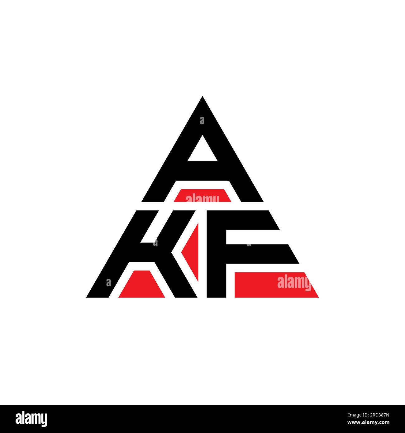 AKF triangle letter logo design with triangle shape. AKF triangle logo design monogram. AKF triangle vector logo template with red color. AKF triangul Stock Vector