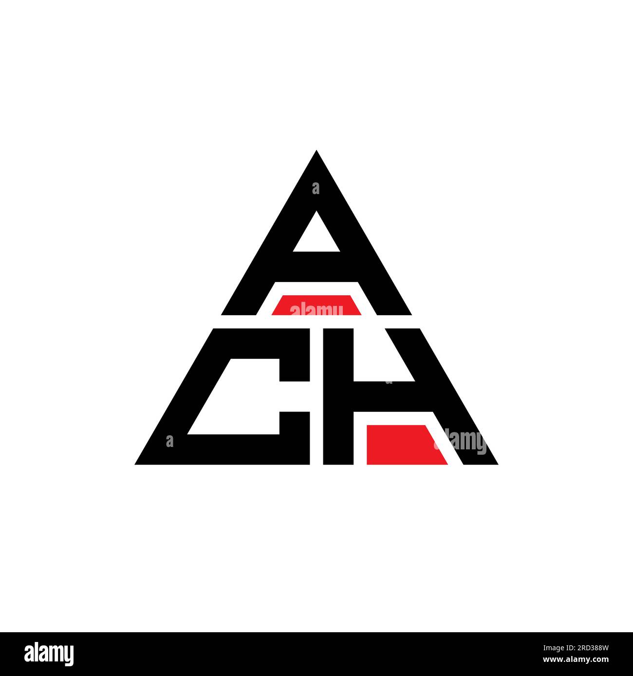 ACH triangle letter logo design with triangle shape. ACH triangle logo design monogram. ACH triangle vector logo template with red color. ACH triangul Stock Vector