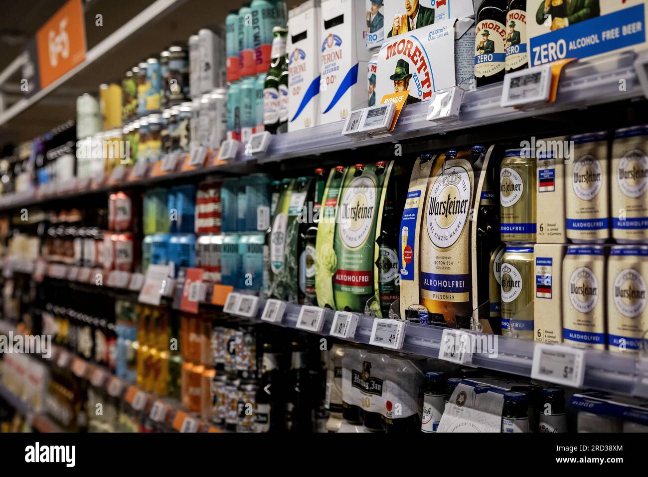 AMSTERDAM Beer and nonalcoholic beer in an Albert Heijn supermarket