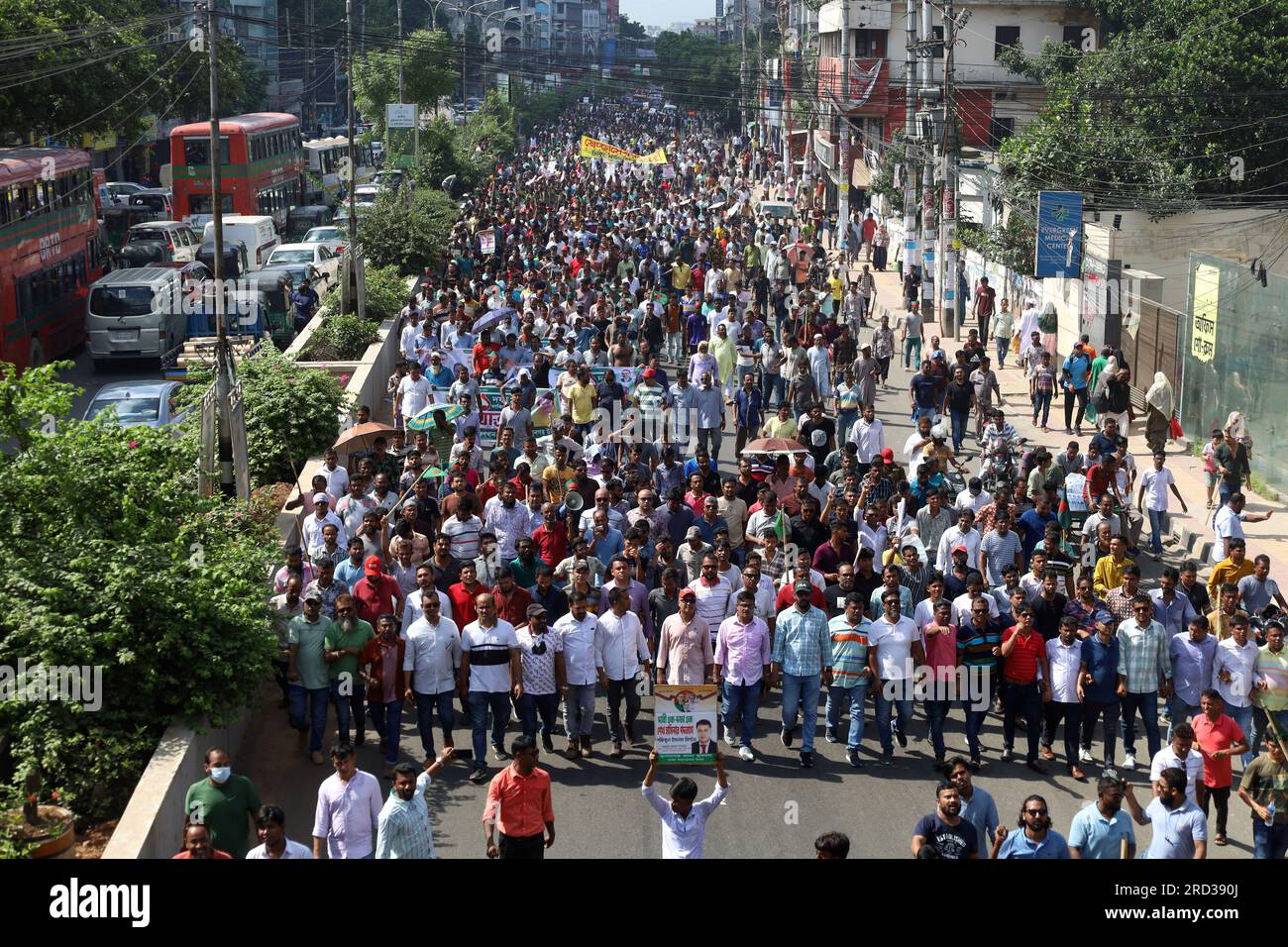 Dhaka, Dhaka, Bangladesh. 18th July, 2023. The main opposition party The Bangladesh Nationalist Party (BNP) organized a road march of about 20 kilometers from Gabtali in Dhaka to Bahadur Shah Park in Old Dhaka to demand the resignation of Prime Minister Sheikh HasinaÂ and elections under a caretaker government. (Credit Image: © Syed Mahabubul Kader/ZUMA Press Wire) EDITORIAL USAGE ONLY! Not for Commercial USAGE! Credit: ZUMA Press, Inc./Alamy Live News Stock Photo