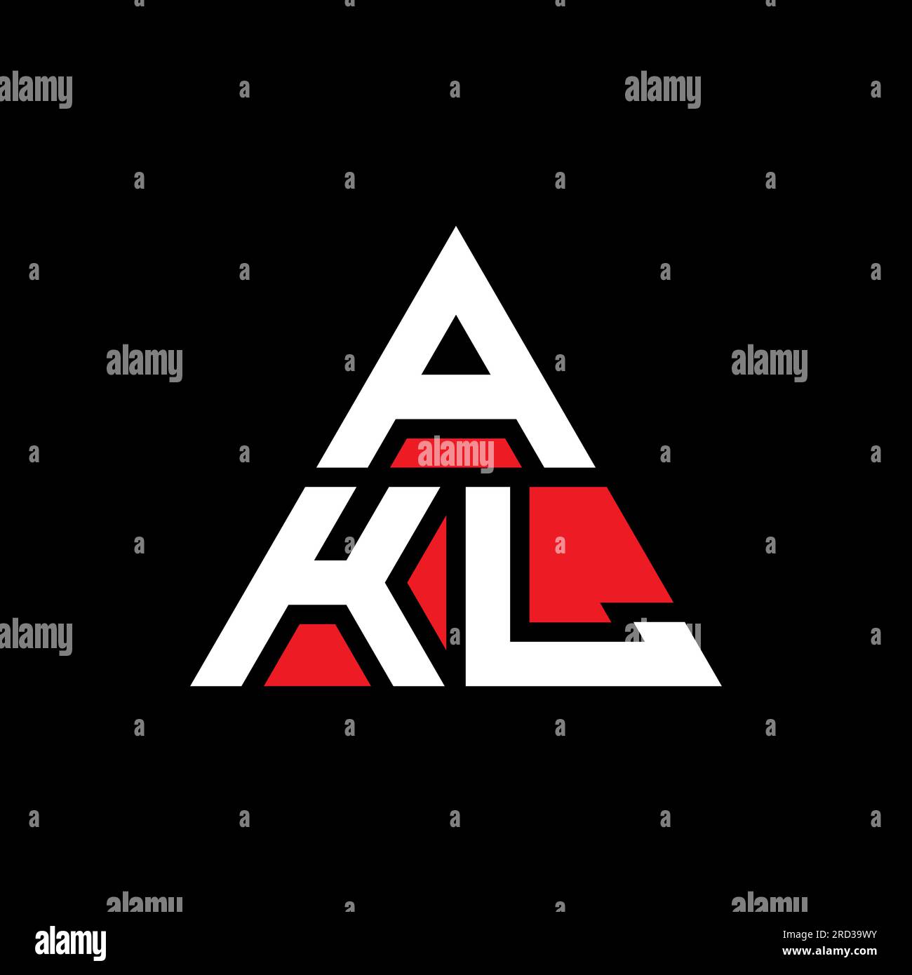 AKL triangle letter logo design with triangle shape. AKL triangle logo