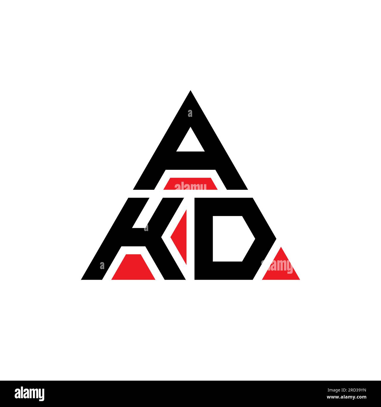 AKD triangle letter logo design with triangle shape. AKD triangle logo
