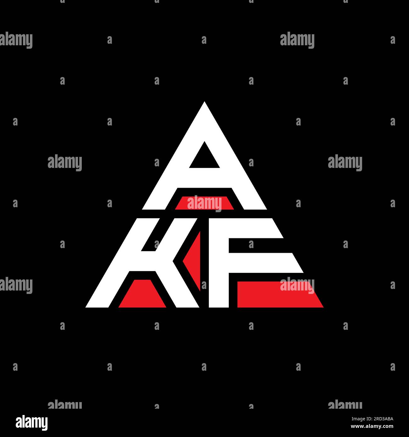 AKF triangle letter logo design with triangle shape. AKF triangle logo design monogram. AKF triangle vector logo template with red color. AKF triangul Stock Vector