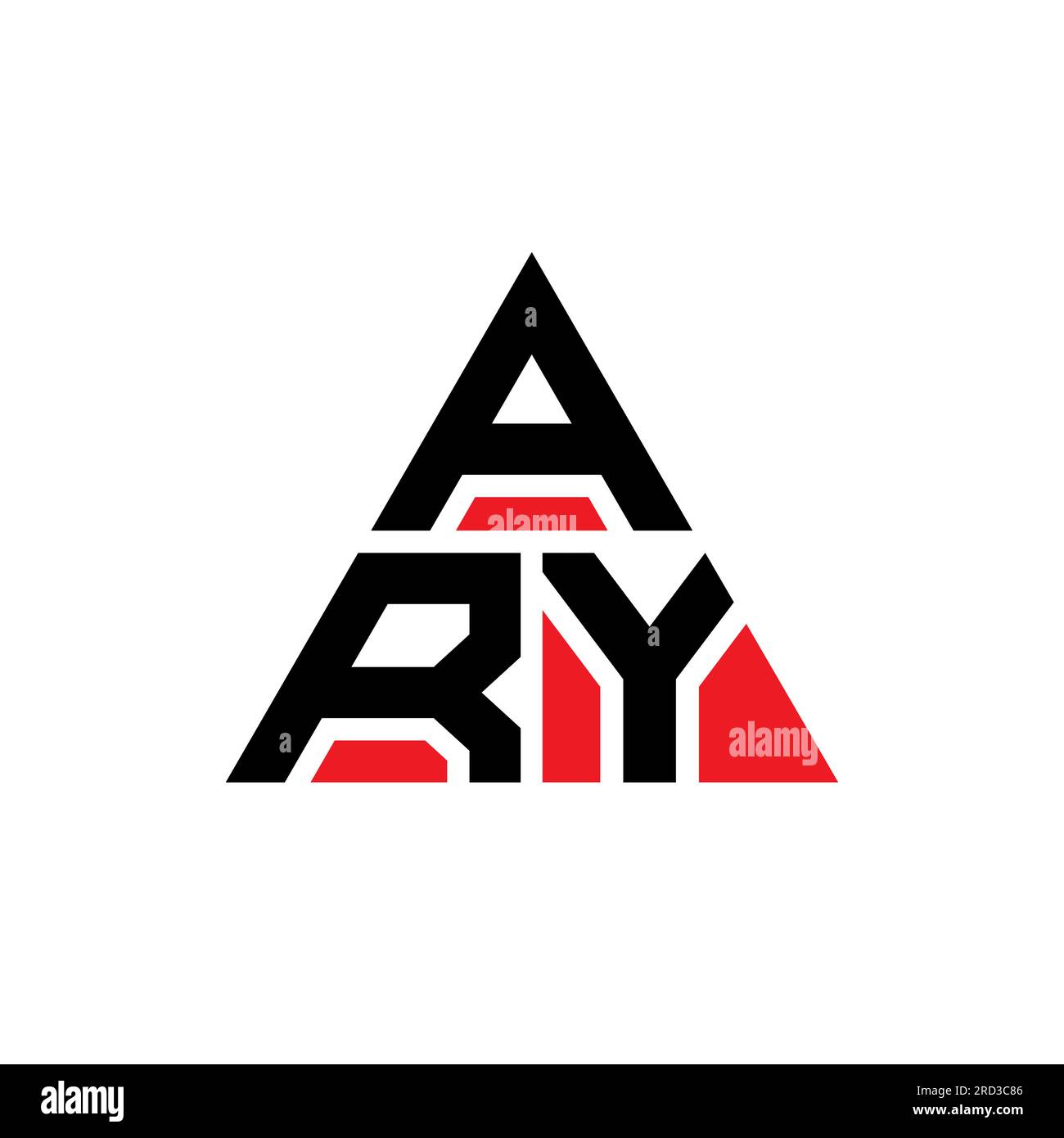 ARY triangle letter logo design with triangle shape. ARY triangle logo design monogram. ARY triangle vector logo template with red color. ARY triangul Stock Vector