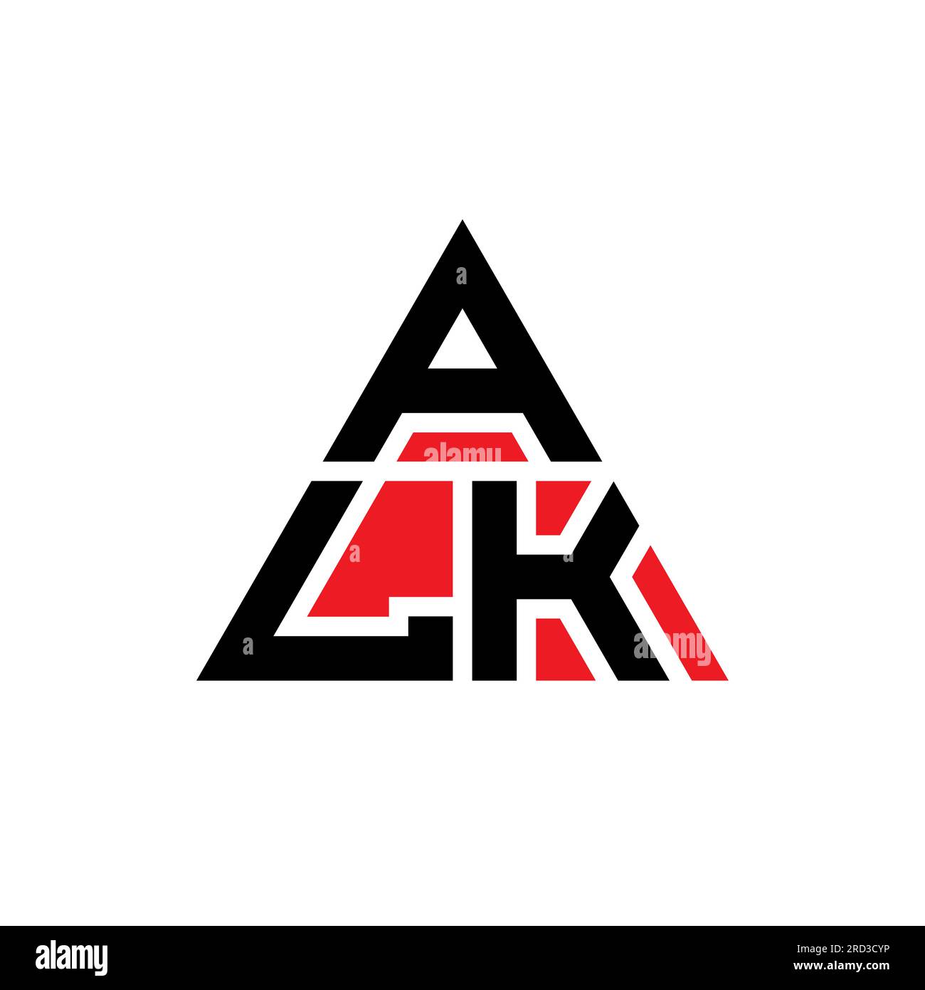 ALK triangle letter logo design with triangle shape. ALK triangle logo design monogram. ALK triangle vector logo template with red color. ALK triangul Stock Vector