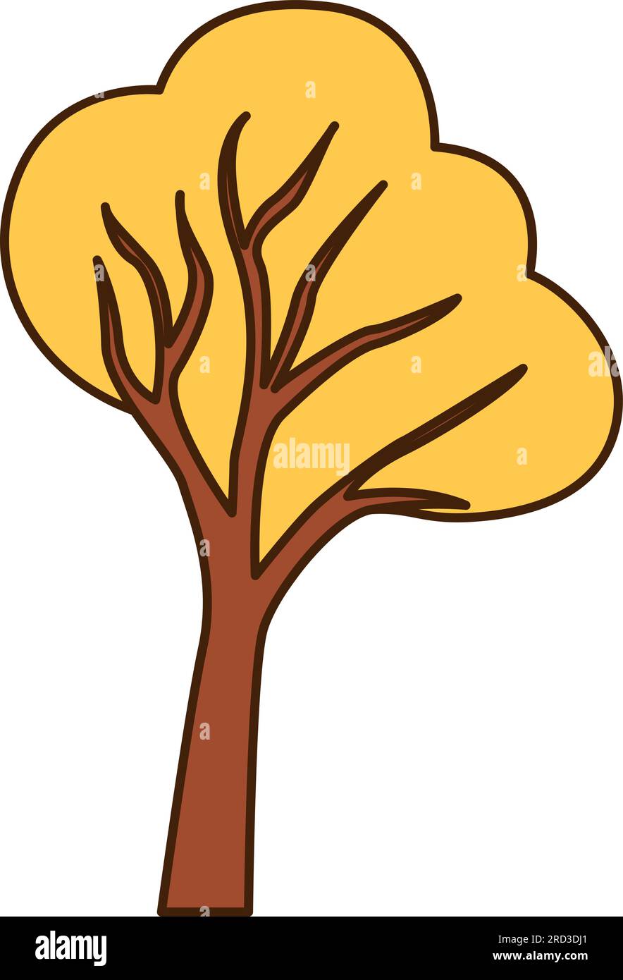 Vector detached tree linden with yellow leaves icon. Vector autumn and ...