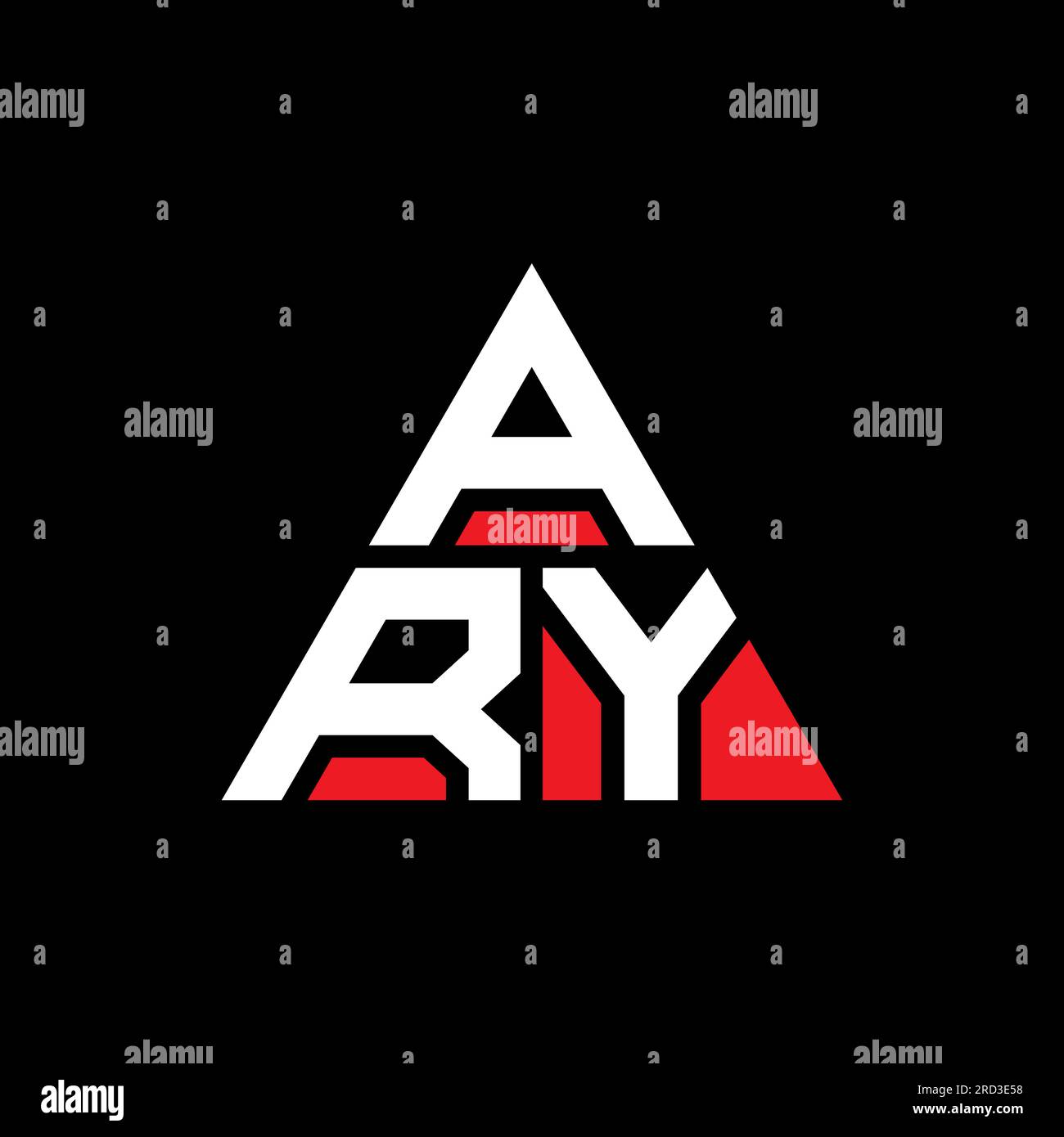 ARY triangle letter logo design with triangle shape. ARY triangle logo design monogram. ARY triangle vector logo template with red color. ARY triangul Stock Vector