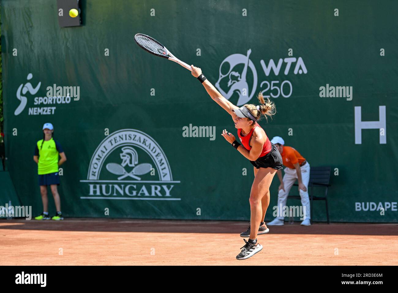 Emiliana Arango of Colombia in action against Irene Burillo of Spain during  the Mutua Madrid Open 2023, Masters 1000 tennis tournament on April 25, 2023  at Caja Magica in Madrid, Spain 