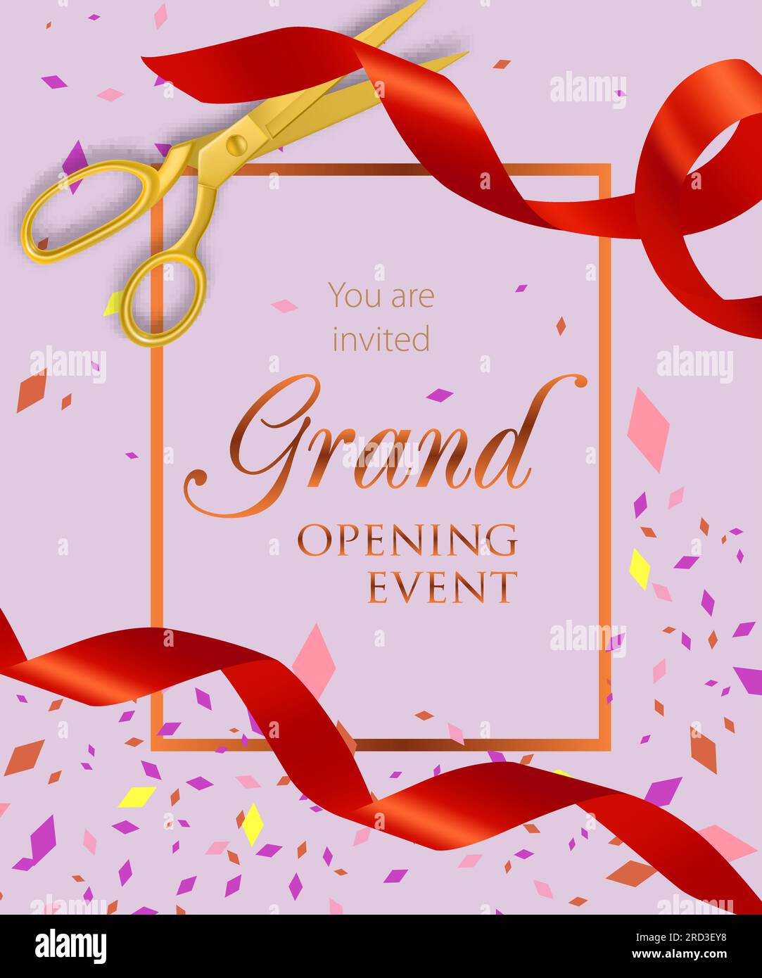 Grand opening event lettering with scissors and ribbons Stock Vector ...