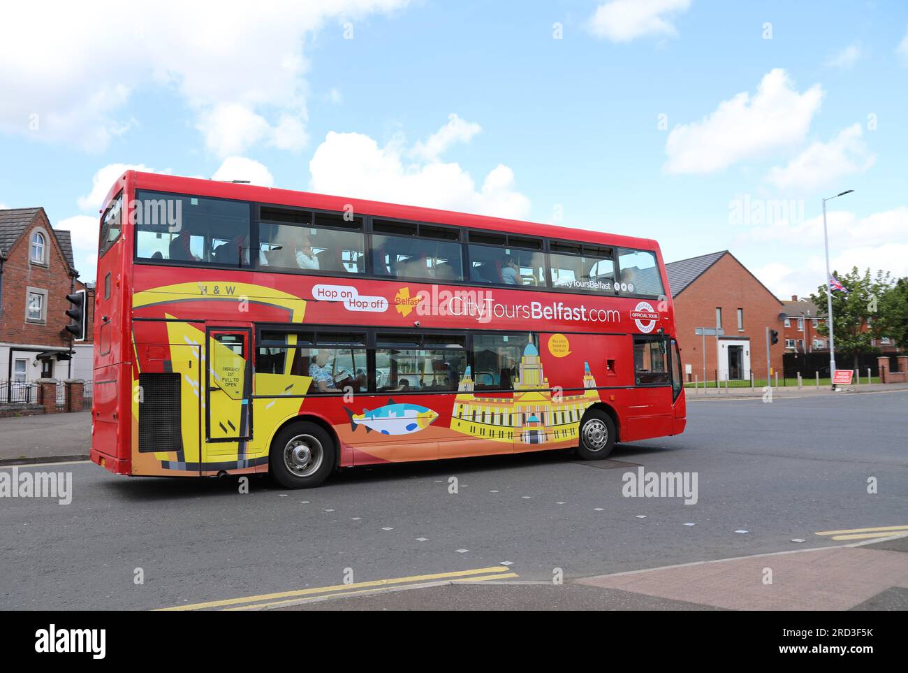 Belfast City Tour Bus on the Crumlin Road Stock Photo