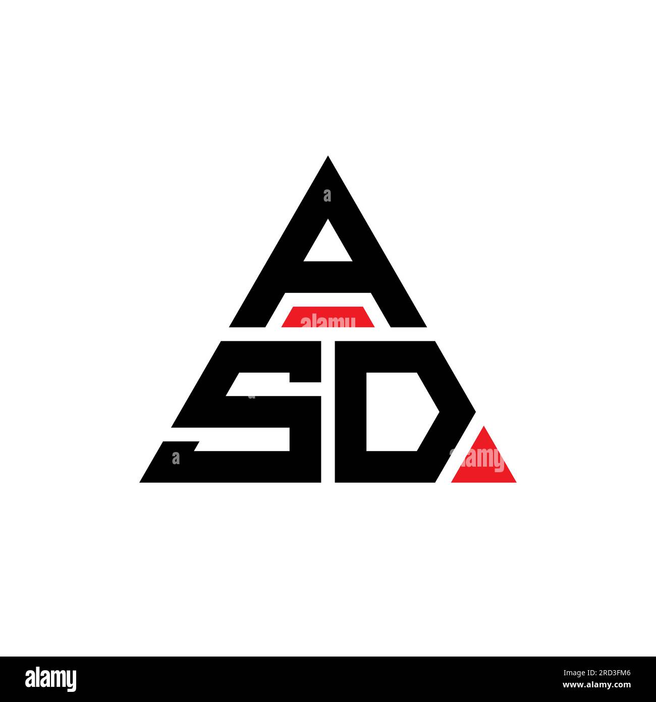 ASD triangle letter logo design with triangle shape. ASD triangle logo design monogram. ASD triangle vector logo template with red color. ASD triangul Stock Vector