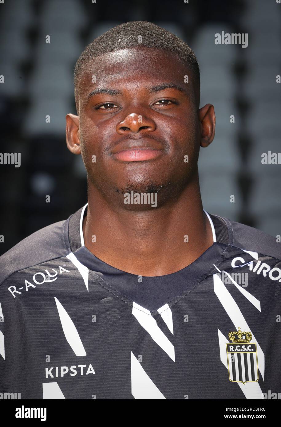 Charleroi, Belgium. 18th July, 2023. Charleroi's Mitchy Ntelo poses for
