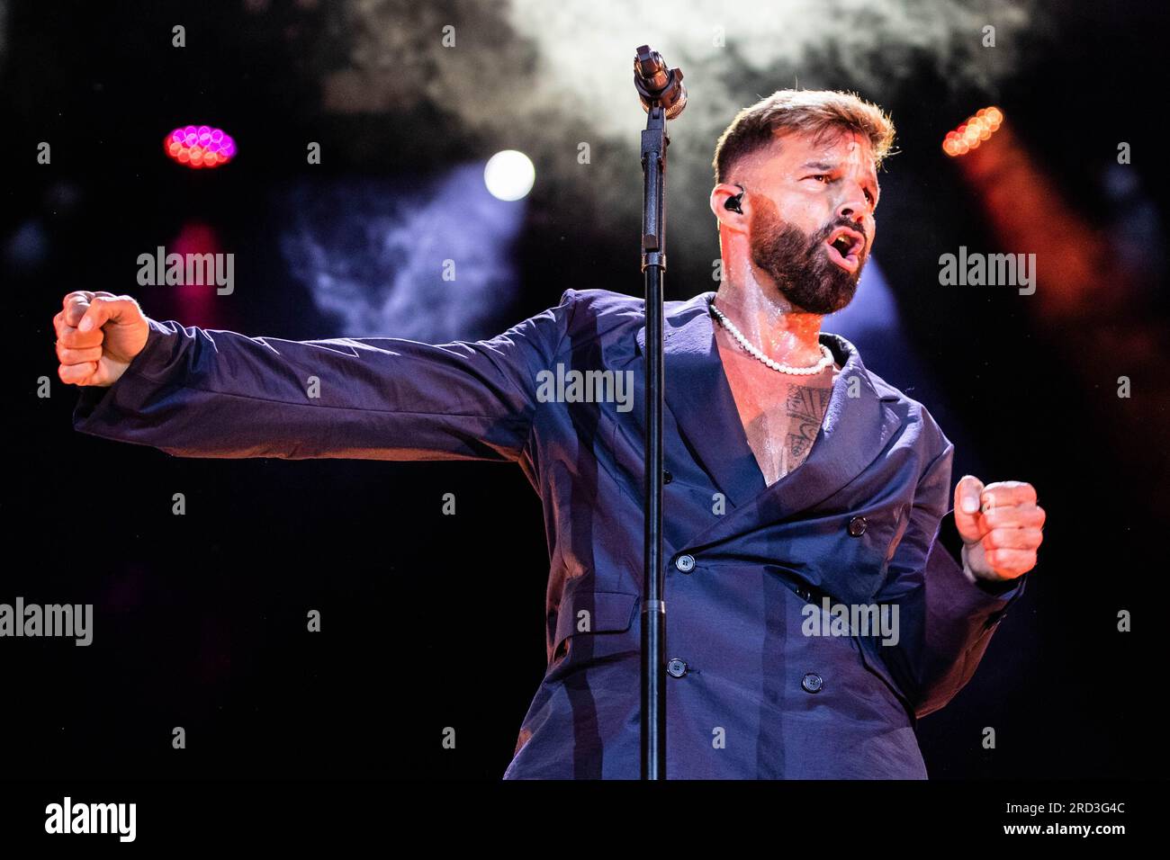 Locarno, Switzerland. 17th July, 2023. The Puerto Rican singer-songwriter and actor RICKY MARTIN performs live on stage at Piazza Grande during the 'Moon & Stars Festival'. Credit: Rodolfo Sassano/Alamy Live News Stock Photo