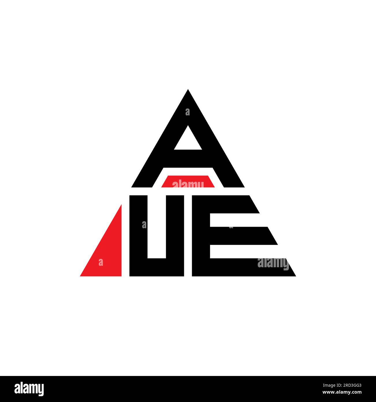 AUE triangle letter logo design with triangle shape. AUE triangle logo design monogram. AUE triangle vector logo template with red color. AUE triangul Stock Vector