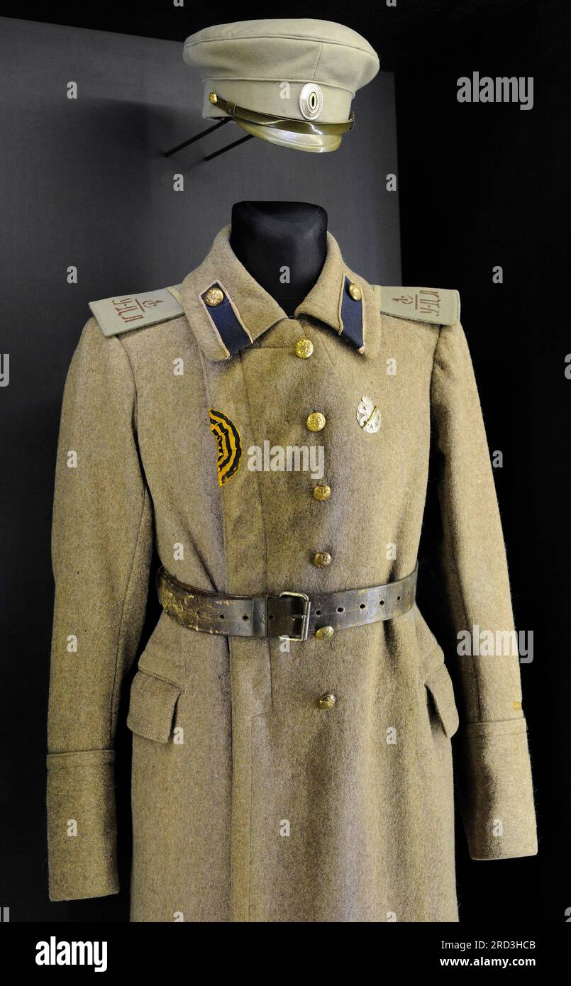 First World War (1914-1918). Uniform of a 1st Daugavgriva Latvian Regiment. Lance-corporal. Latvian War Museum. Riga. Latvia. Stock Photo