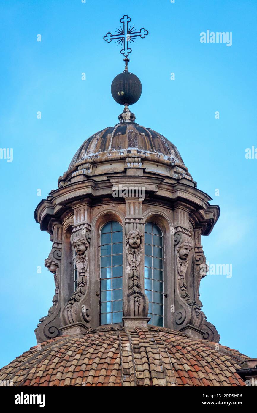 Close up of the dome of Santa Maria in Campitelli, Rome, Italy Stock Photo