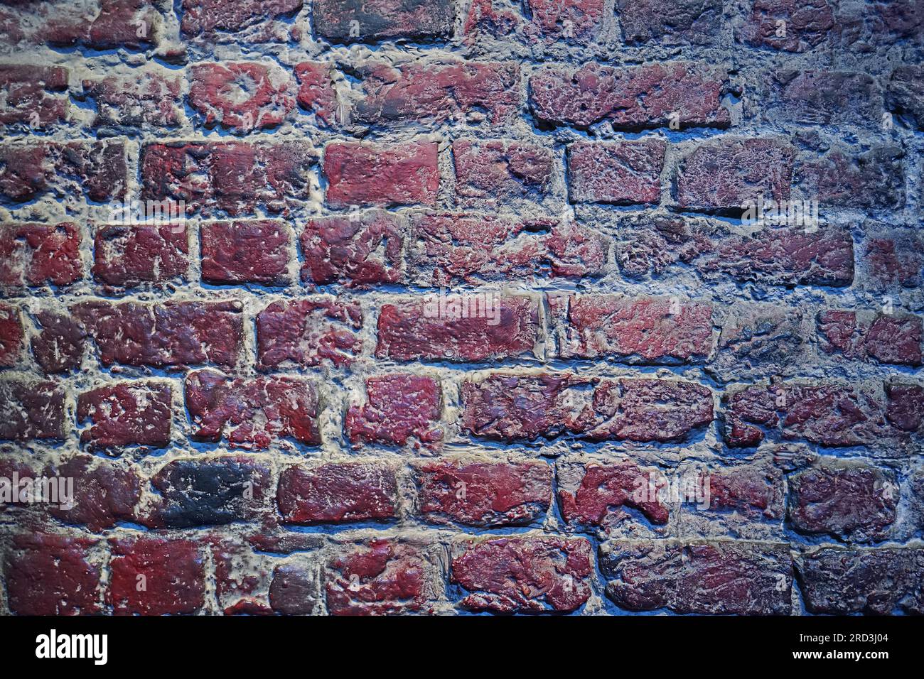 Close up texture and detail of old grunge red brick wall background ...