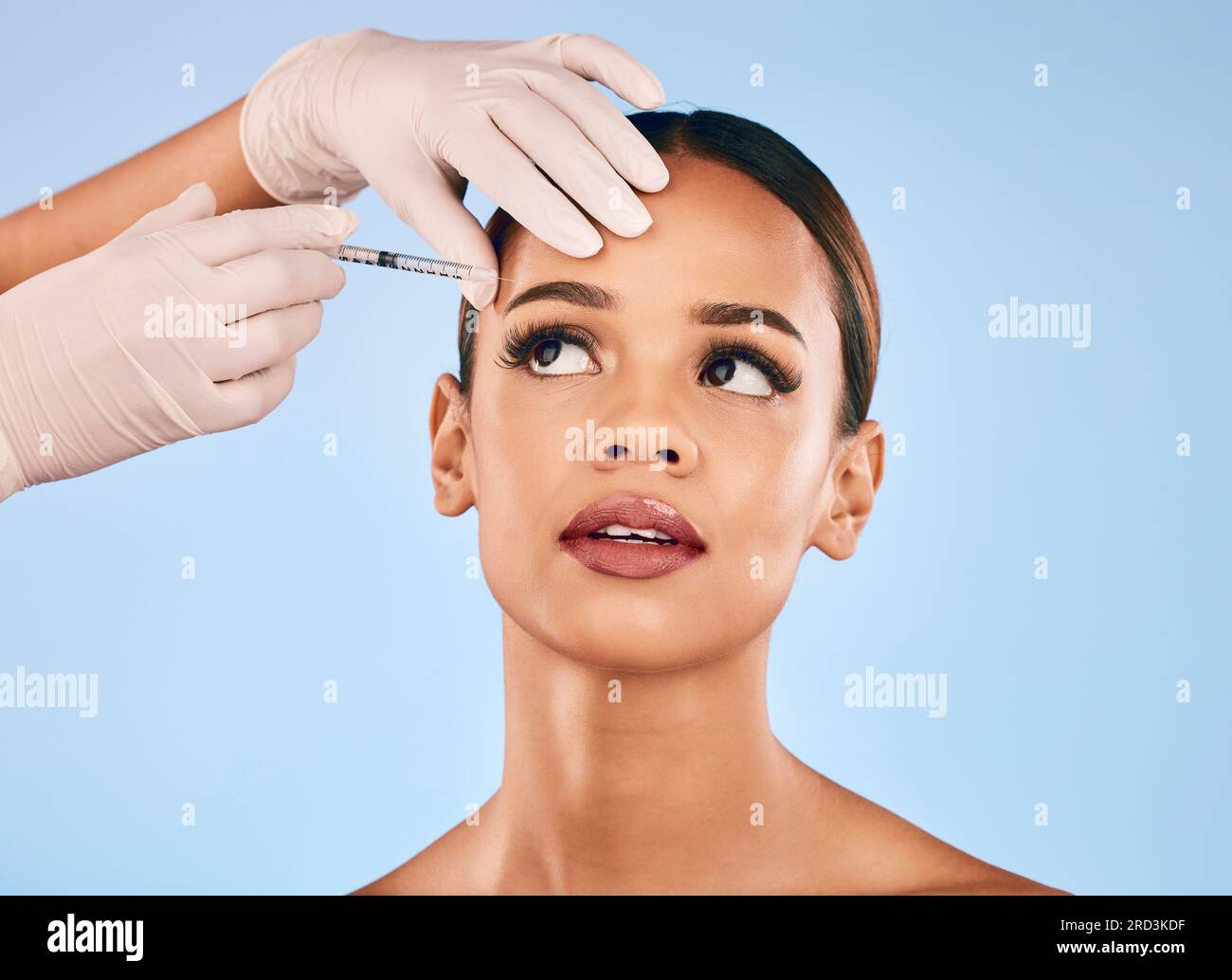 Eyebrow, injection and beauty, woman and cosmetic surgery and ...