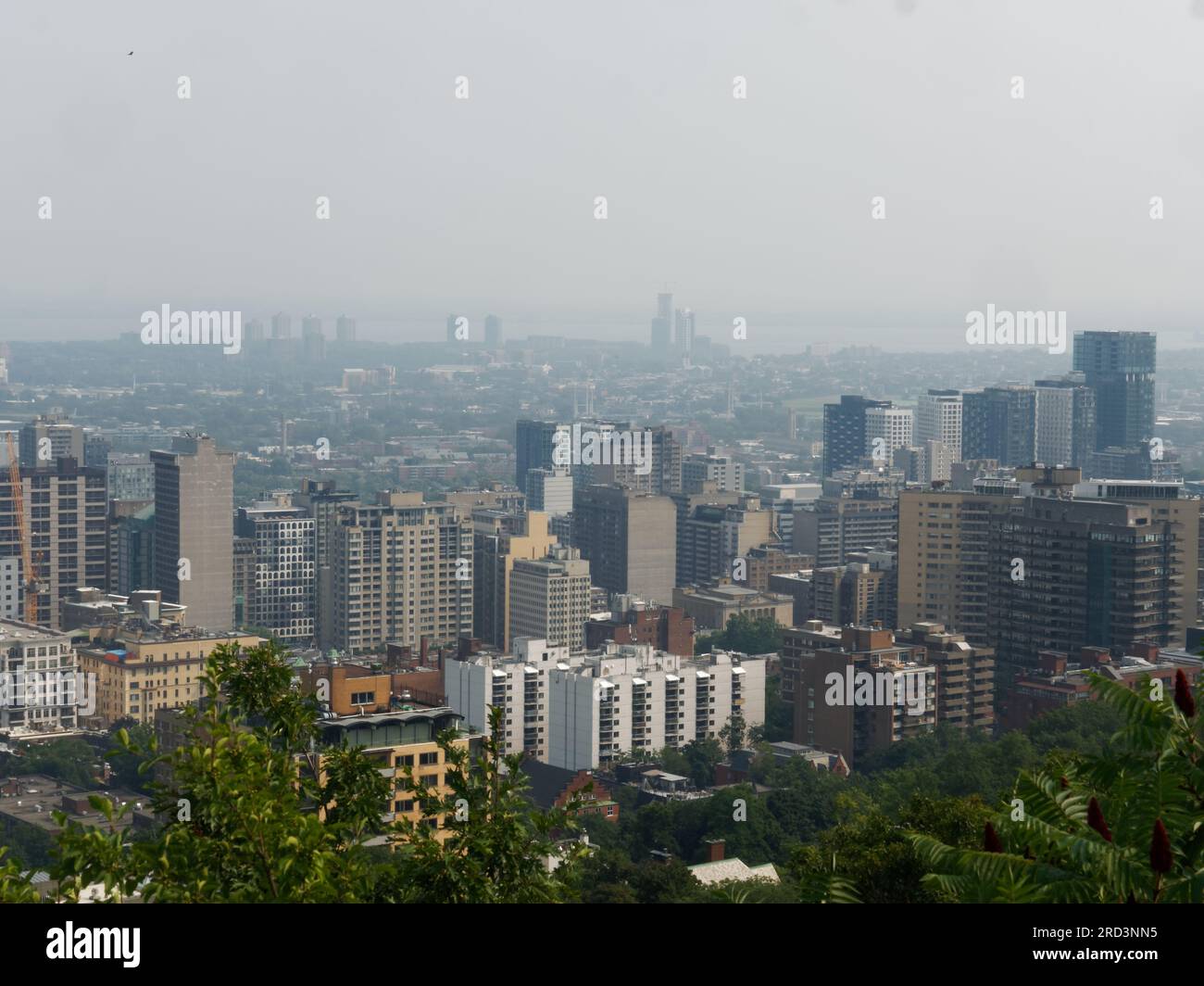 Heavy smog over downtown Montreal's skyline. Quebec,Canada Stock Photo