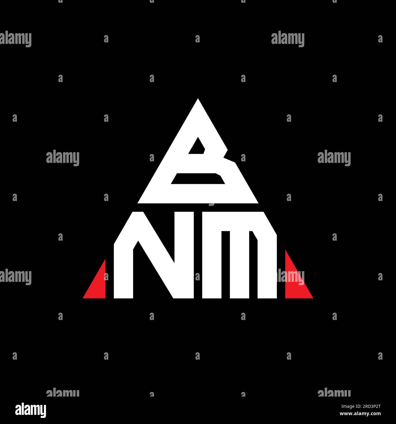 BNM triangle letter logo design with triangle shape. BNM triangle logo design monogram. BNM triangle vector logo template with red color. BNM triangul Stock Vector