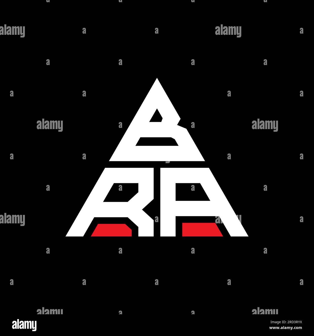 BRA triangle letter logo design with triangle shape. BRA triangle logo