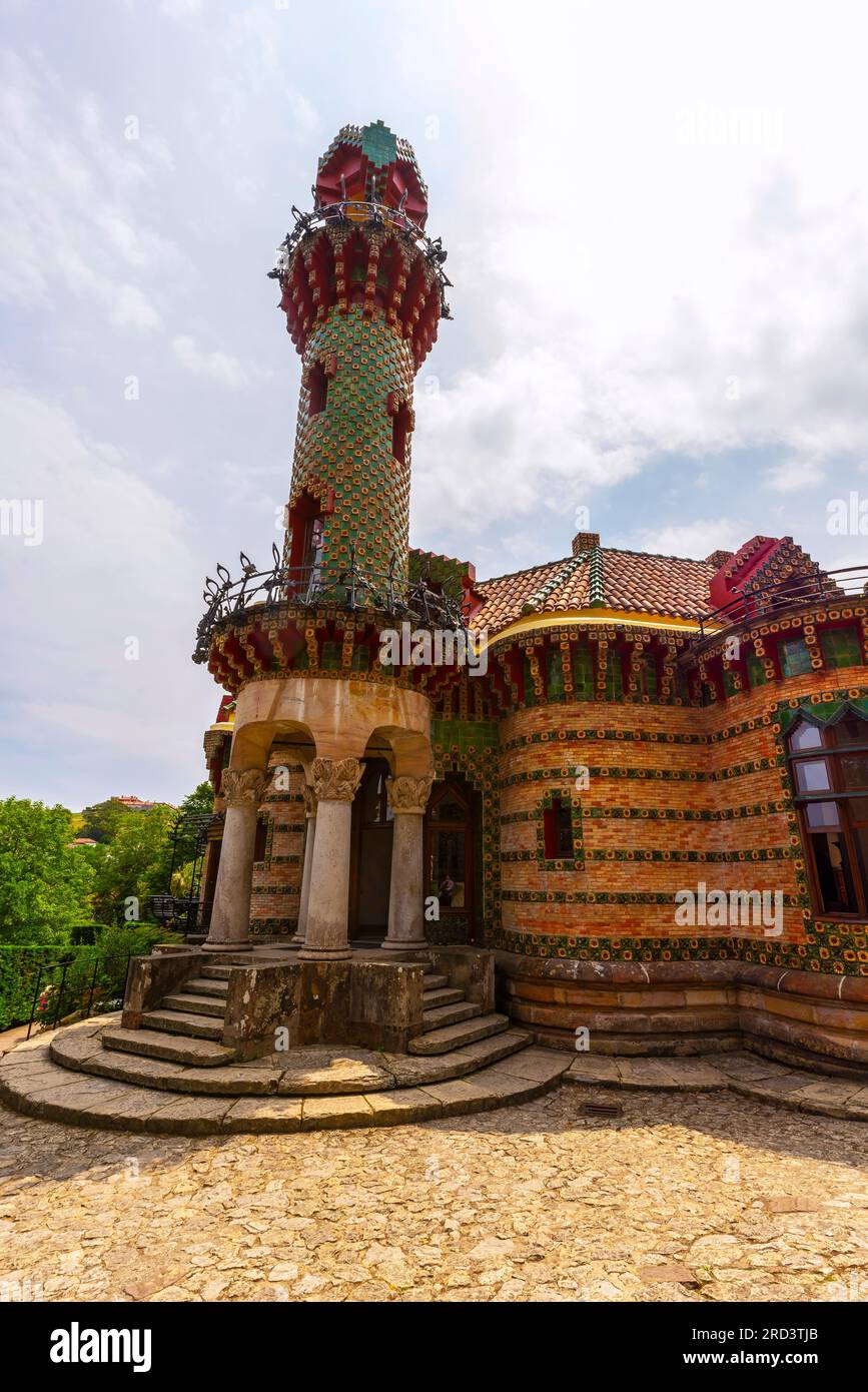View of El Capricho villa in Comillas or Gaudí’s Sunflower Villa, Cantabria, Spain. Designed by architect Antoni Gaudí. It was built as summer residen Stock Photo