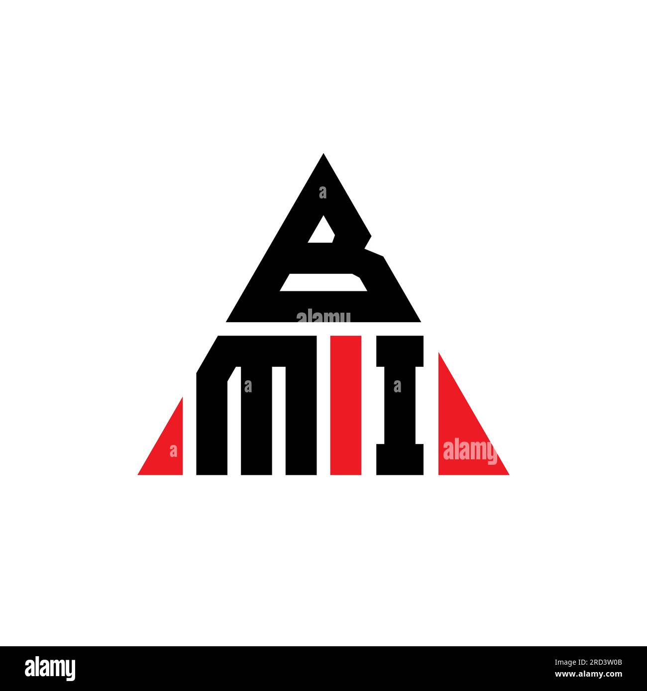 BMI triangle letter logo design with triangle shape. BMI triangle logo design monogram. BMI triangle vector logo template with red color. BMI triangul Stock Vector