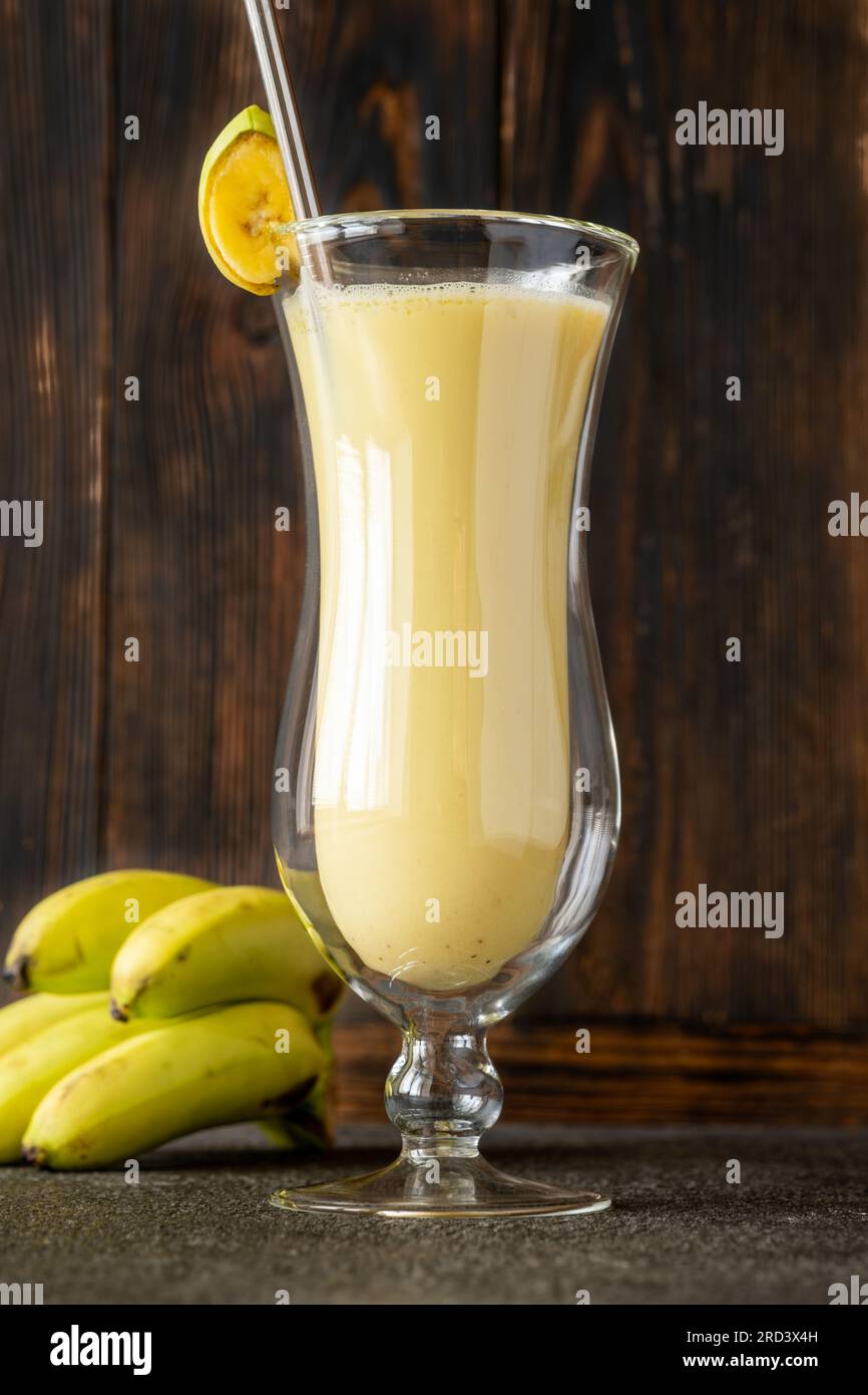 Nuclear Banana Daiquiri Cocktail garnished with banana chunk Stock ...