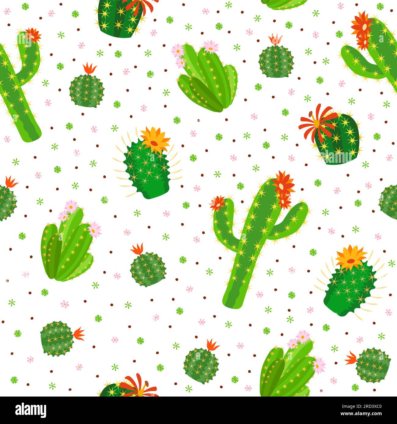 Seamless pattern with green cacti. Cactus and succulents background ...