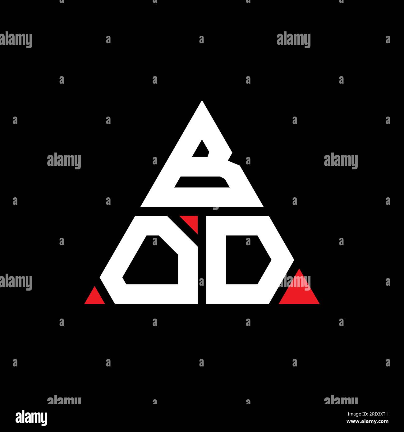 BOD triangle letter logo design with triangle shape. BOD triangle logo
