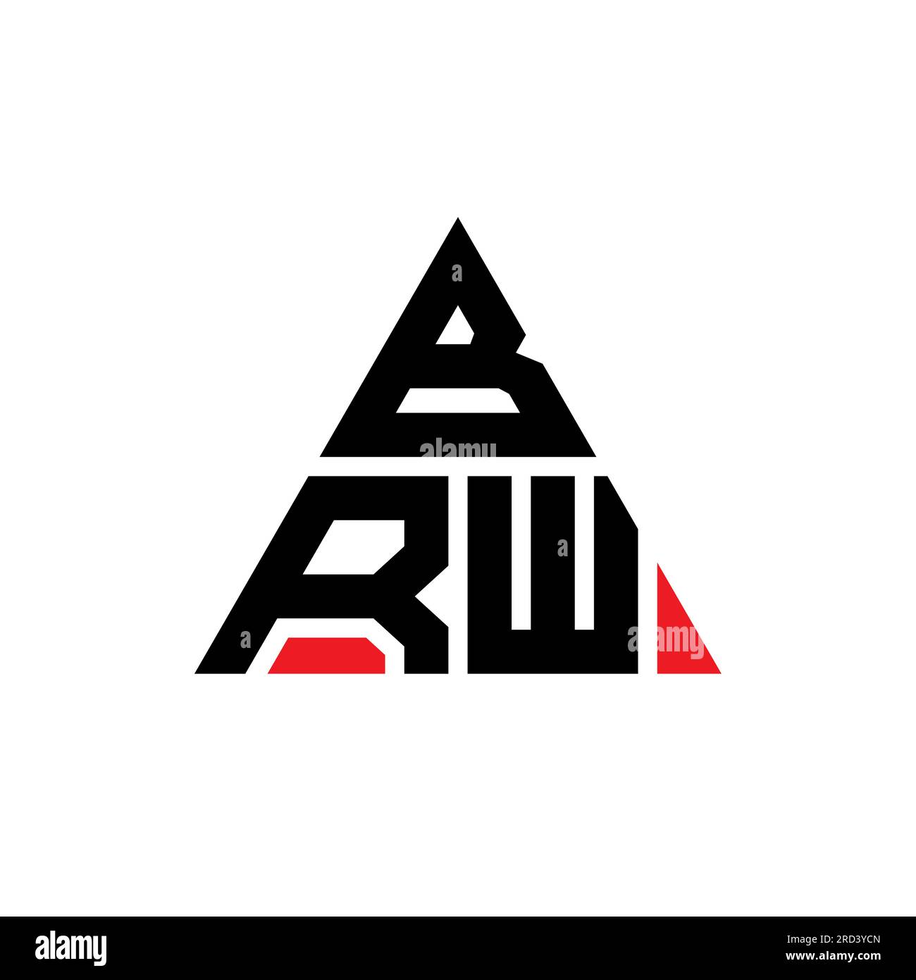 BRW triangle letter logo design with triangle shape. BRW triangle logo design monogram. BRW triangle vector logo template with red color. BRW triangul Stock Vector