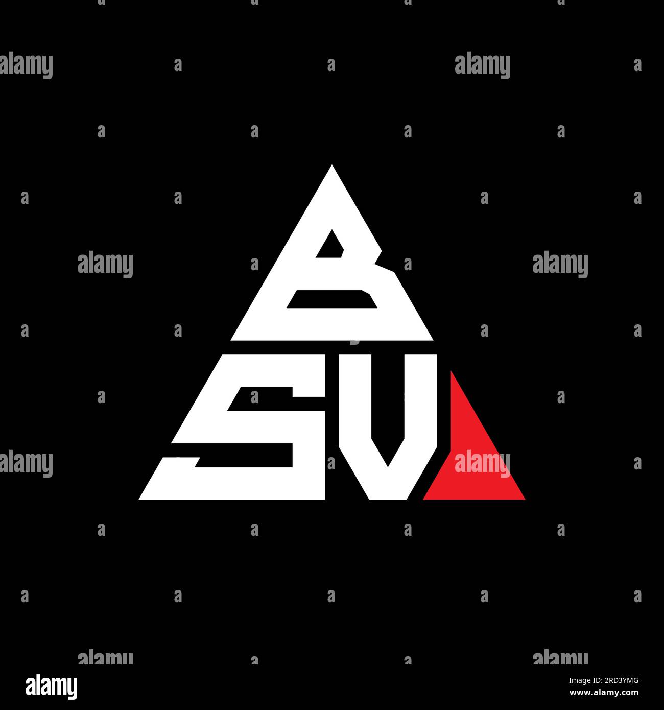 BSV triangle letter logo design with triangle shape. BSV triangle logo design monogram. BSV triangle vector logo template with red color. BSV triangul Stock Vector