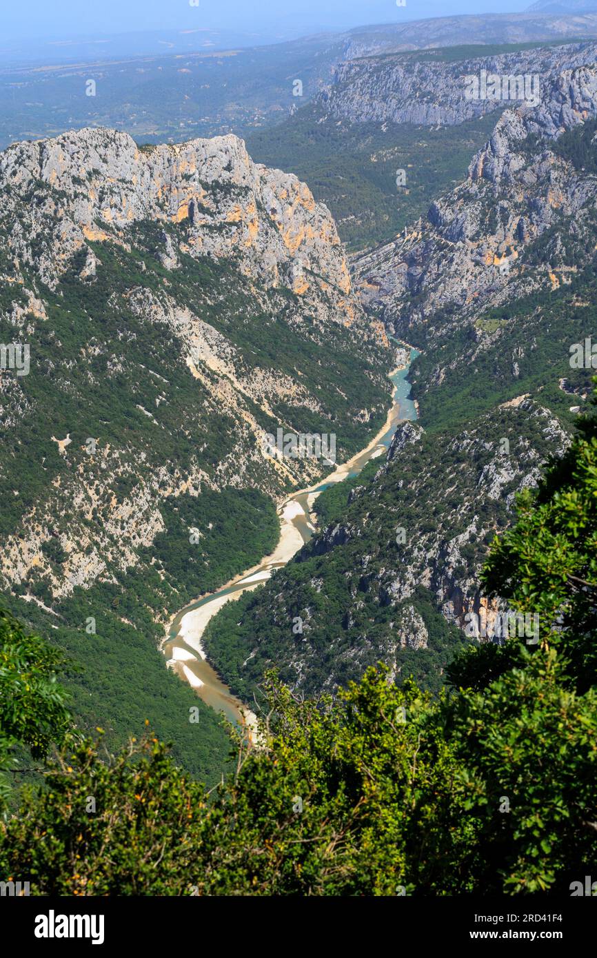 Overview of the Verdon Gorge ⁨Parc Naturel Regional du Verdon⁩ Alpes-de-Haute-Provence Provence-Alpes-Cote d'Azur France Stock Photo