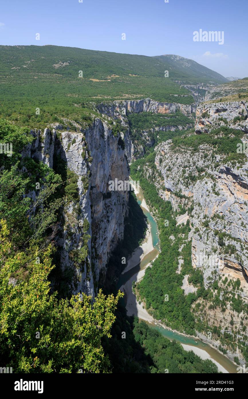 Overview of the Verdon Gorge ⁨Parc Naturel Regional du Verdon⁩ Alpes-de-Haute-Provence Provence-Alpes-Cote d'Azur France Stock Photo