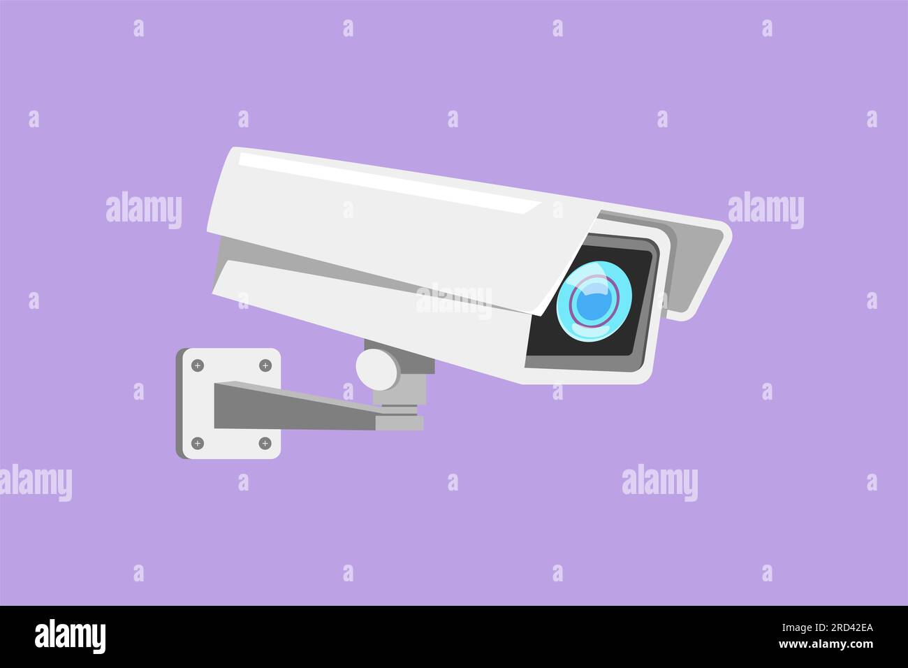 Cartoon flat style drawing of CCTV with a box shape installed on the ...