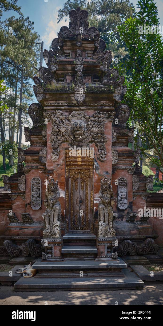 Tirta Empul temple is Hindu Balinese water temple in Bali Indonesia consists of a petirtaan or bathing structure, famous for its holy spring water Stock Photo