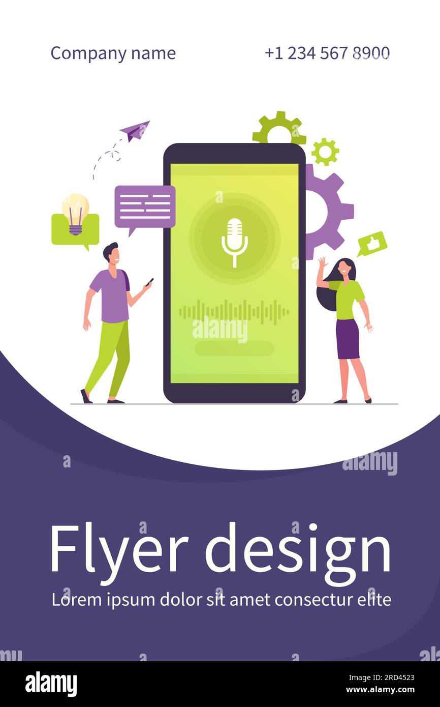 People with mobile phones using smart voice assistant Stock Vector