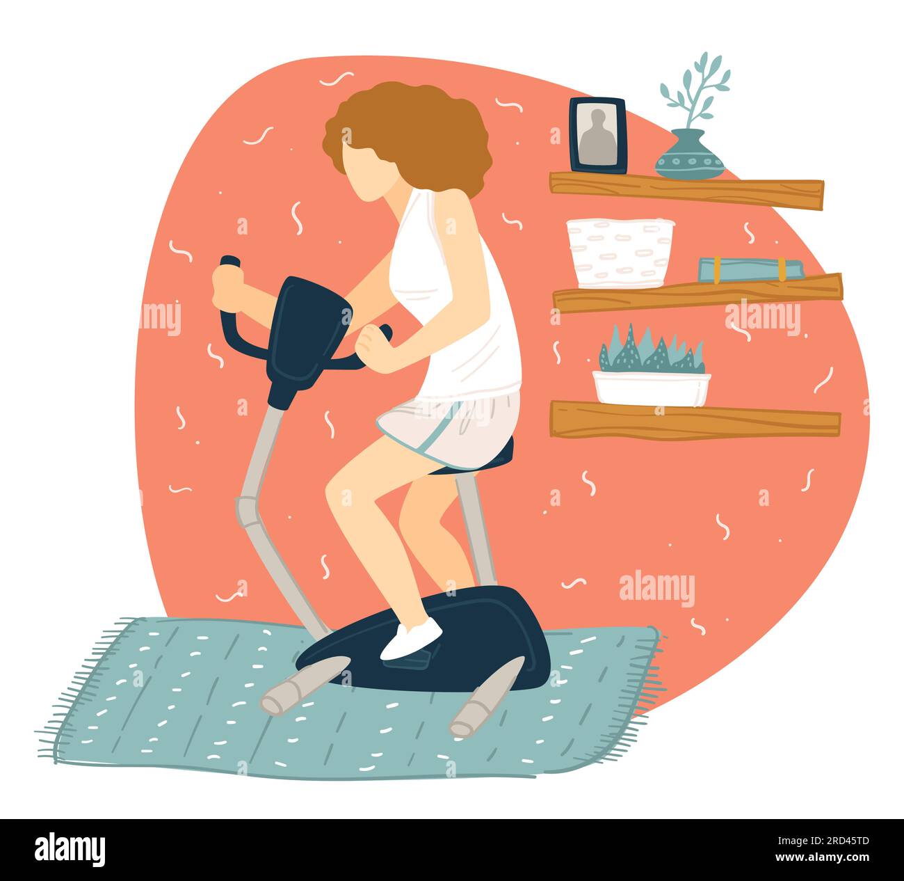 Woman using bike at home to keep fit Stock Vector Image & Art Alamy