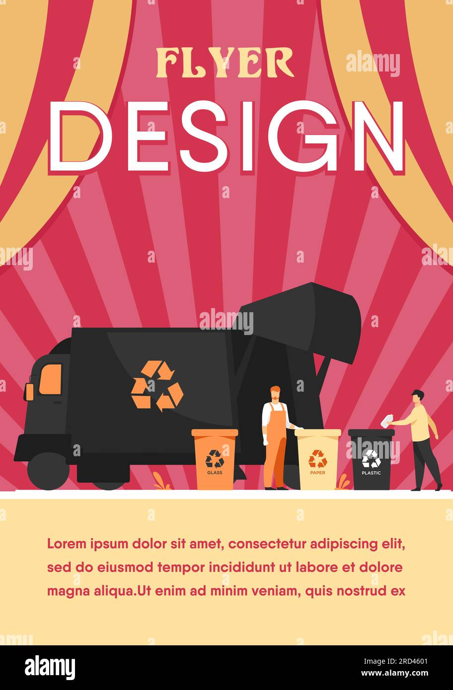 Garbage collector cleaning waste bin flat vector illustration Stock ...