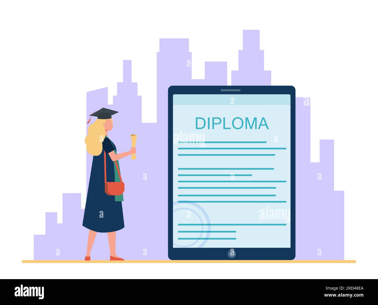 Female student looking at screen Stock Vector Images - Alamy