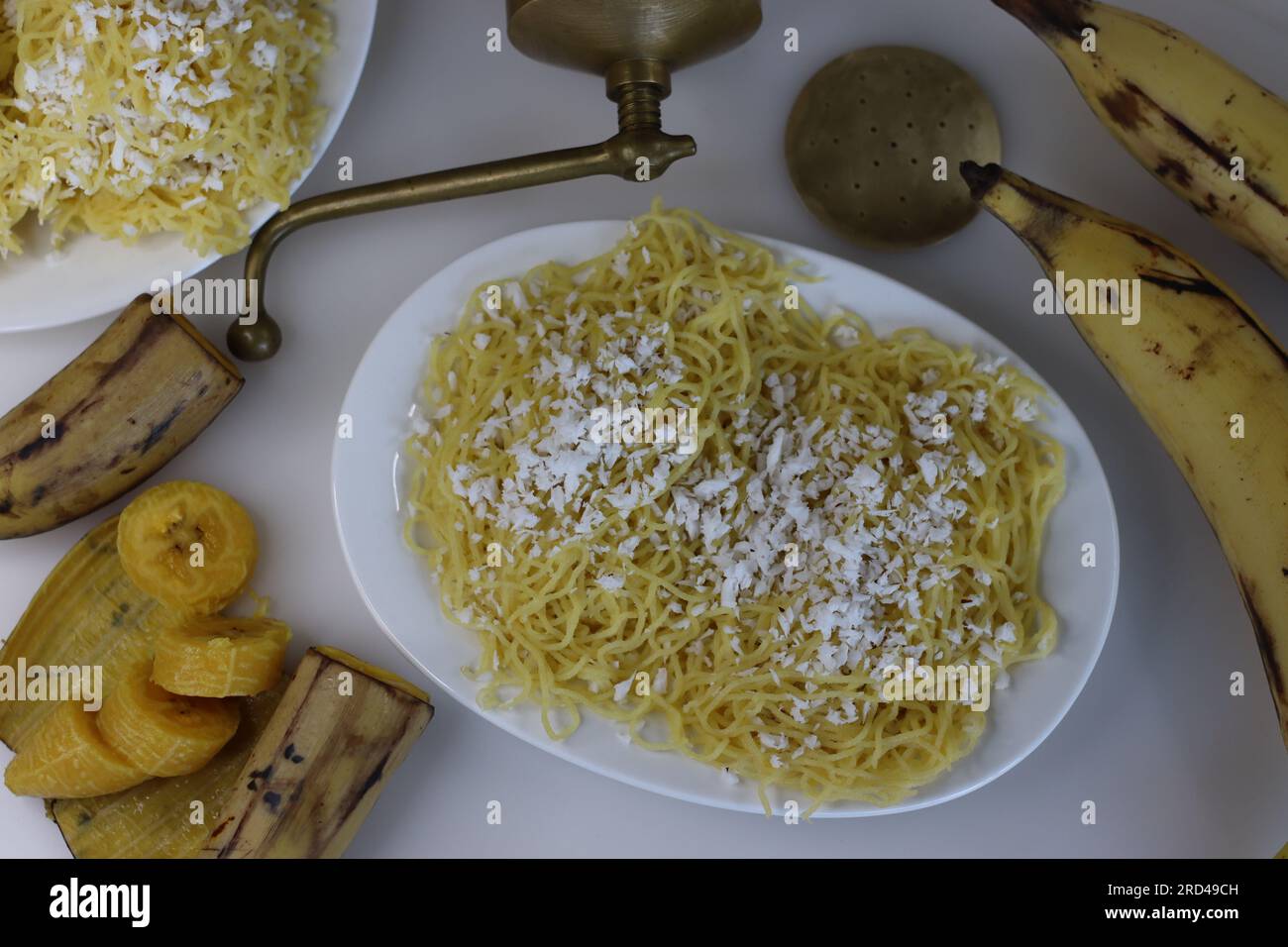 Ethakka idiyappam, a healthy steamed food. String hoppers or idiyappam ...