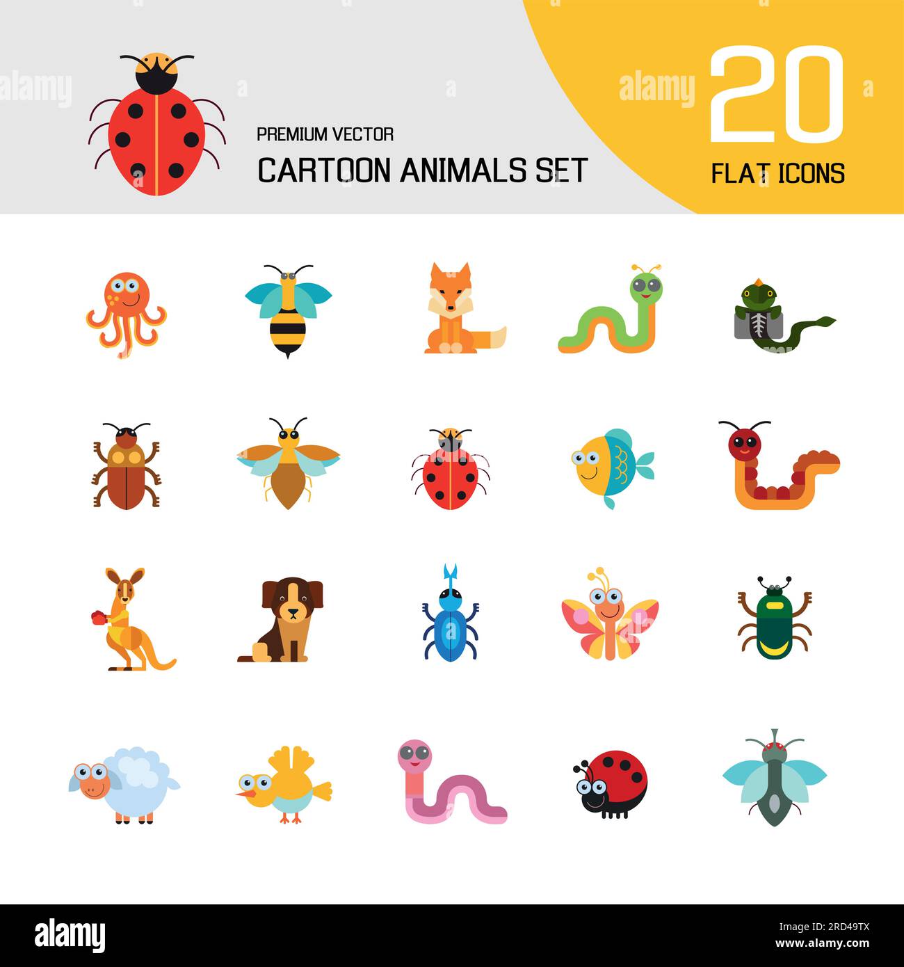 Cartoon animals icons set Stock Vector Image & Art - Alamy