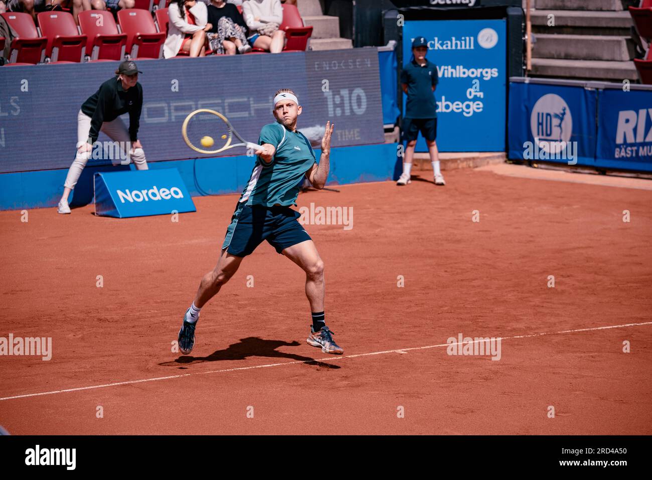 Båstad, Sweden. 07 18 2023. Josef Kovalik against Alejandro Davidovich Fokina in the first round of the Nordea Open. Daniel Bengtsson Stock Photo