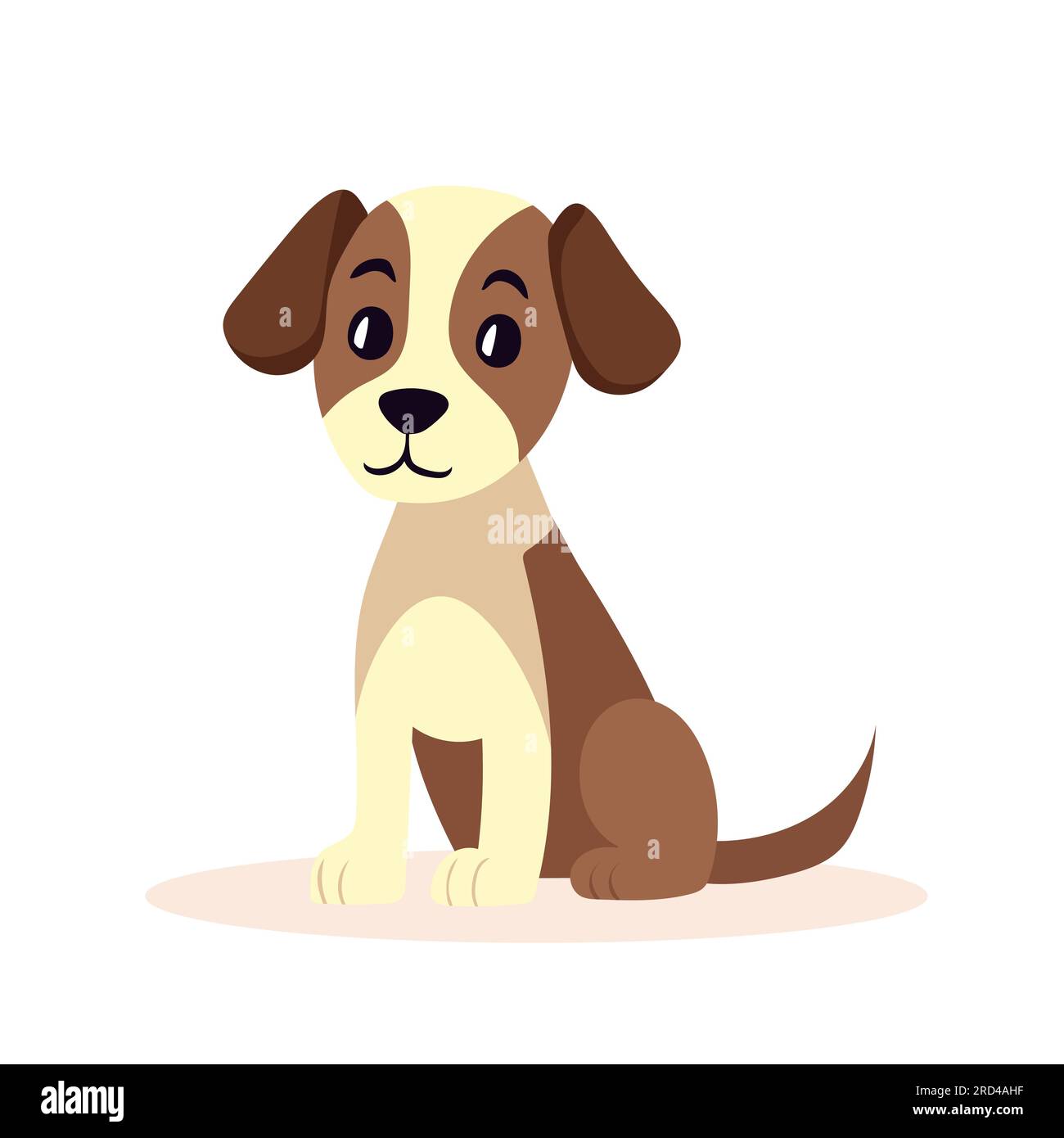 Happy cartoon puppy. Cute little dog friend. Vector illustration. Isolated on white background. Stock Vector