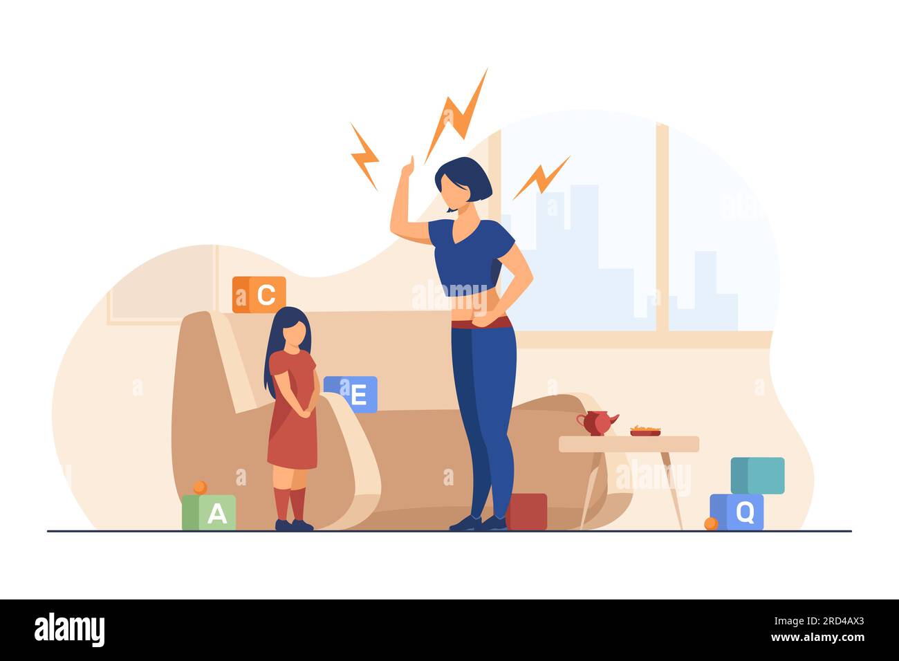 Mother Scolding Little Daughter Stock Vector Image And Art Alamy